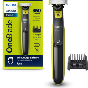 Norelco Phillips Oneblade 360 Face, Hybrid Electric Beard Trimmer and Shaver with 5-In-1 Face Stubble Comb, Frustration Free Packaging, QP2724/90