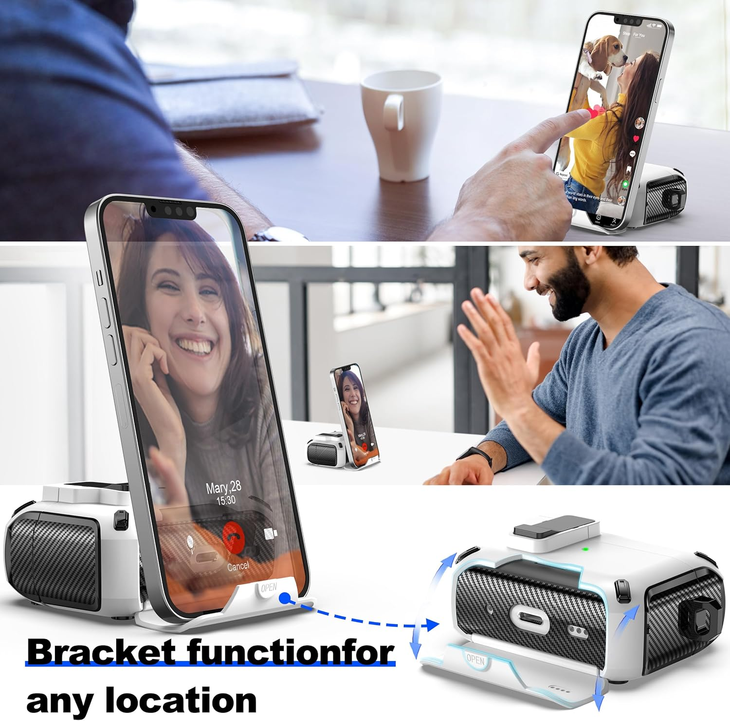 RFUNGUANGO for Airpods Pro1/2 Case 2024 Latest Multi Functional Earphone Case Bracket Function Magsafe Function anti Fall Lock Automatic Open Cover 2024 A+Series-White - Image 5