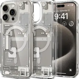 Spigen Ultra Hybrid Magfit Designed for Iphone 15 Pro Max Case (2023) [Anti-Yellowing] [Military-Grade Protection] Compatible with Magsafe - Zero One Natural Titanium