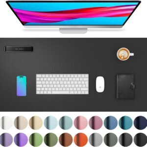 Leather Desk Pad Protector,Mouse Pad,Office Desk Mat, Non-Slip PU Leather Desk Blotter,Laptop Desk Pad,Waterproof Desk Writing Pad for Office and Home (Black,31.5" X 15.7")