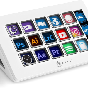 A.JAZZ AKP153 Stream Studio Controller Keypad Type-C Wired with 15 Macro LCD Key&1 Side Screen Display Detachable Stand for Multi Action Triggered in Win MAC Twitter Tiktok Youtube OBS App(White)
